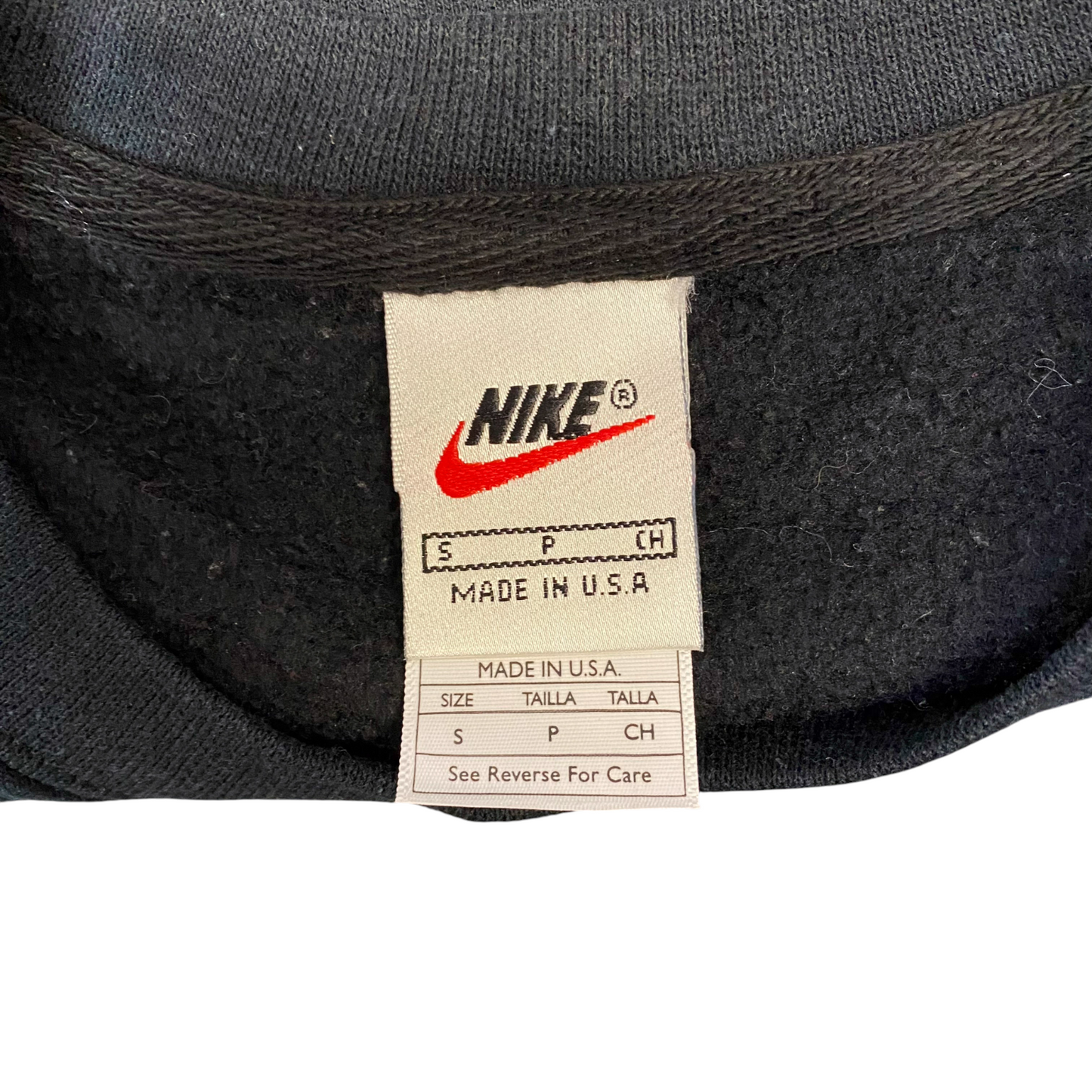 Nike Reworked Sweatshirt Mens S Blue Black Embroidered Spellout Logo Vintage Y2K