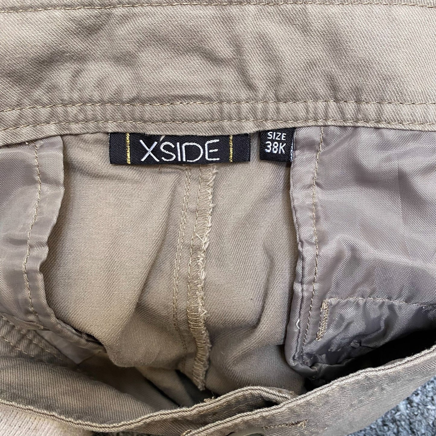 XSIDE Chino Pants Womens Large Beige Solid Wide Leg Flat Front Casual Outdoor