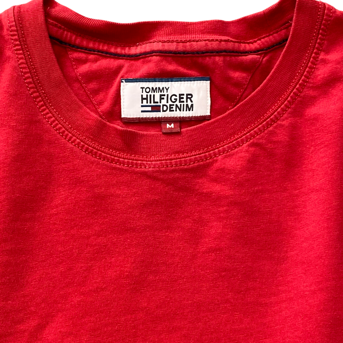 Tommy Hilfiger Denim T Shirt Mens Medium Red Short Sleeve Crew Neck Pullover Tee