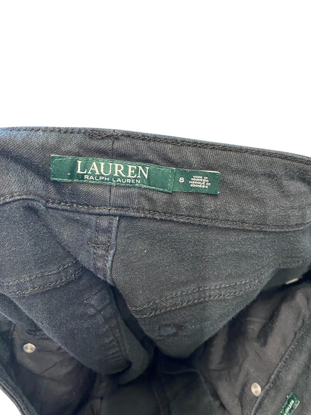 Ralph Lauren Jeans Womens 8 Black Denim Straight Leg 5 Pockets Flat Front Preppy