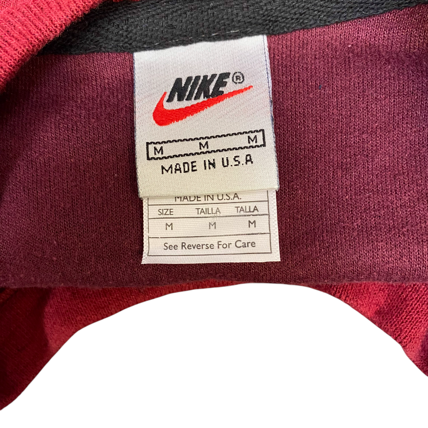 Nike Reworked Sweatshirt Mens M Red Grey Embroidered Spellout Logo Vintage Y2K