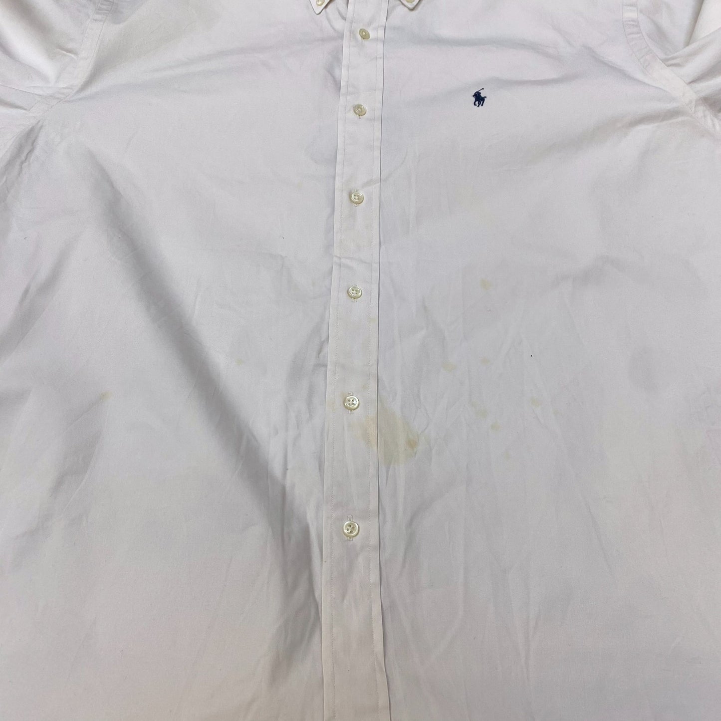 Ralph Lauren Shirt Mens L Cream Blake Long Sleeve Blue Pony Logo Button Down