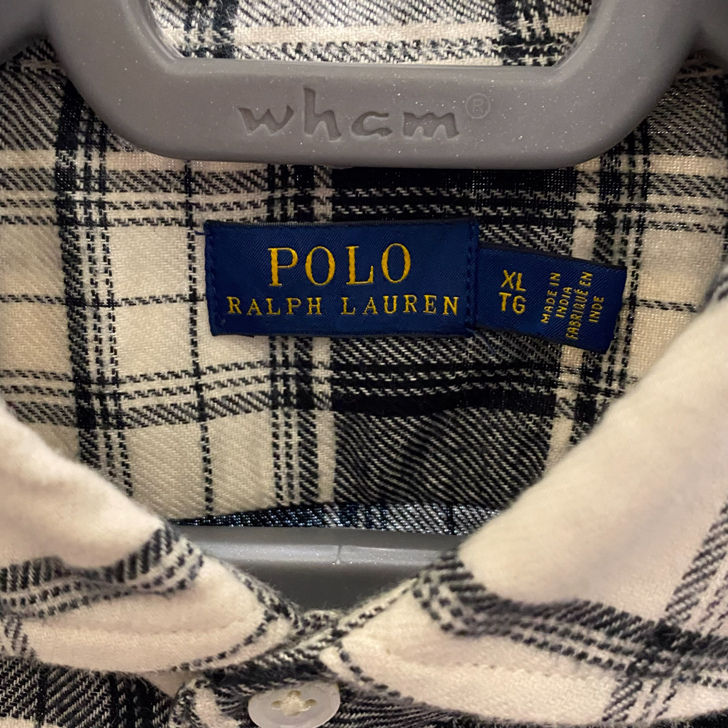 Ralph Lauren Flannel Shirt Mens XL Black White Plaid Chest Pocket Button Down