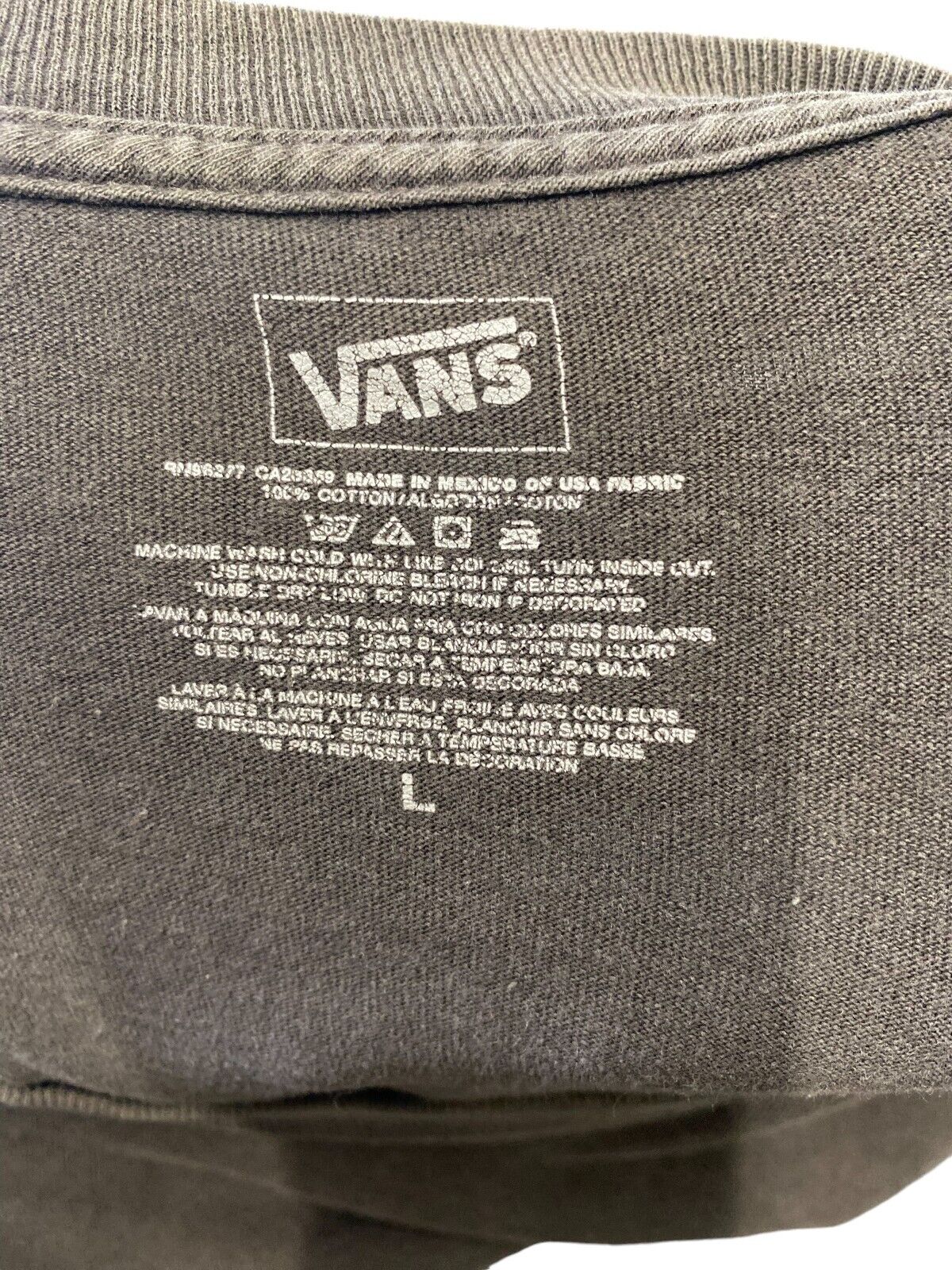 Vans T-Shirt Womens L Dark Grey 100% Cotton Logo Crew Neck Pullover Classic Tee