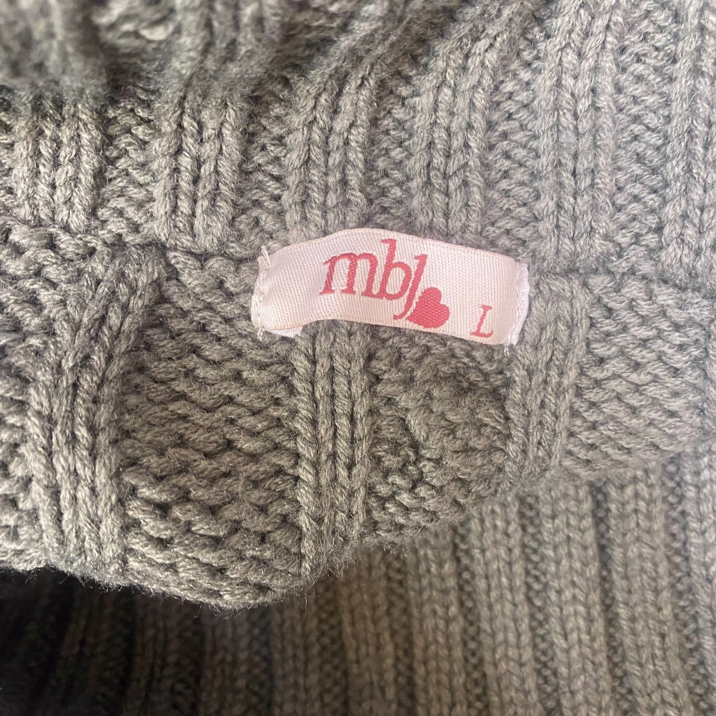 mbj Jumper Womens Large Green Cable Knit Long Sleeve Turtle Neck Pullover