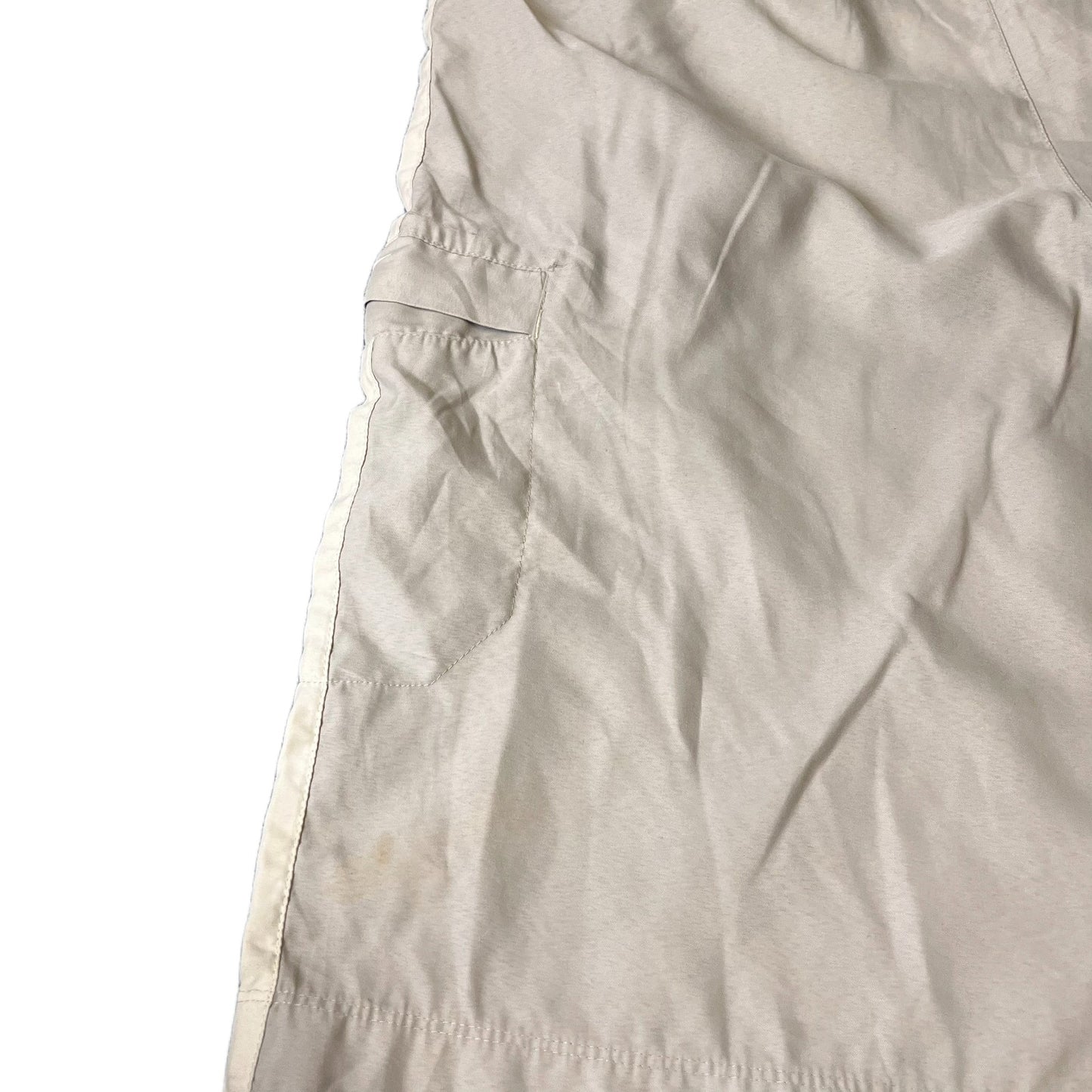 Vtg Nike Board Shorts Fits as Mens XL 44" Waist Tan Side Stripe Drawstring Y2K