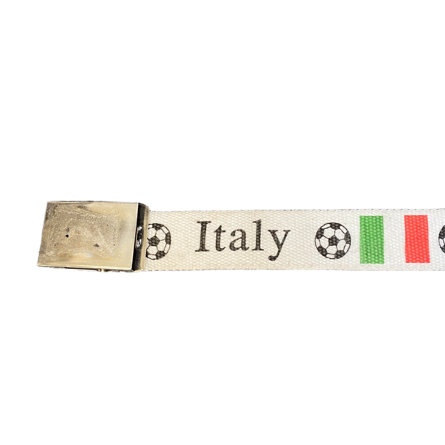 Men's Military Belt White Soccer ball Graphics Flip-Closure Buckle 41.5 inches