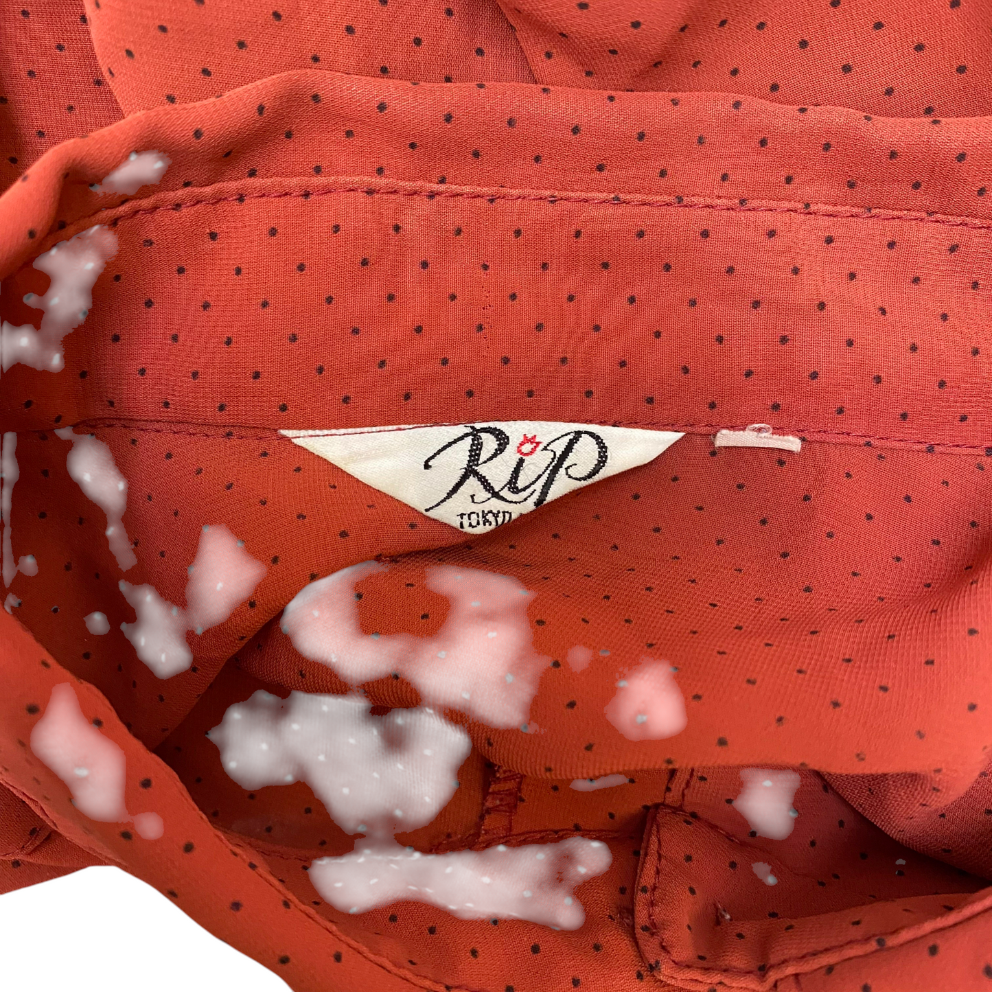 Rip Shirt Top Women M Red Polka Dot Casual Long Sleeve Collared Button Down