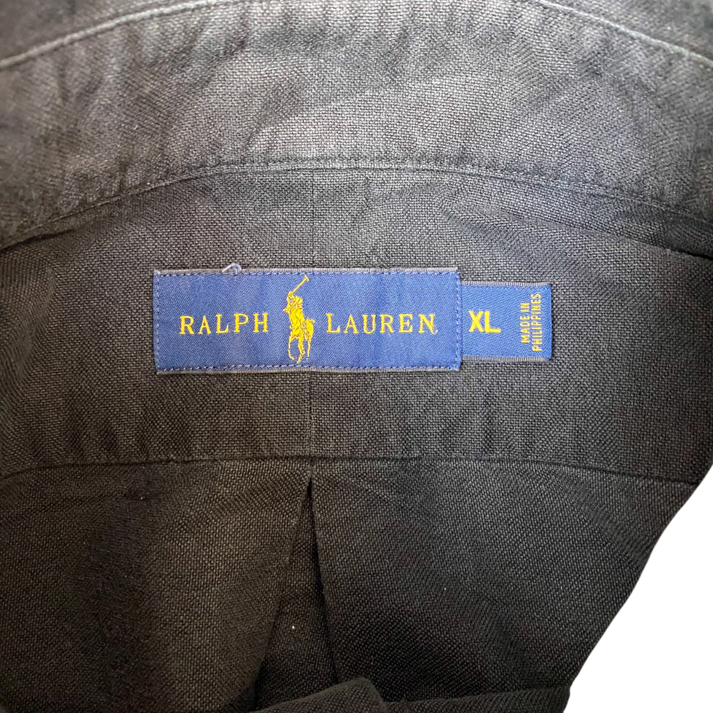 Ralph Lauren Shirt Mens XL Black Short Sleeve Pony Logo Collared Button Down