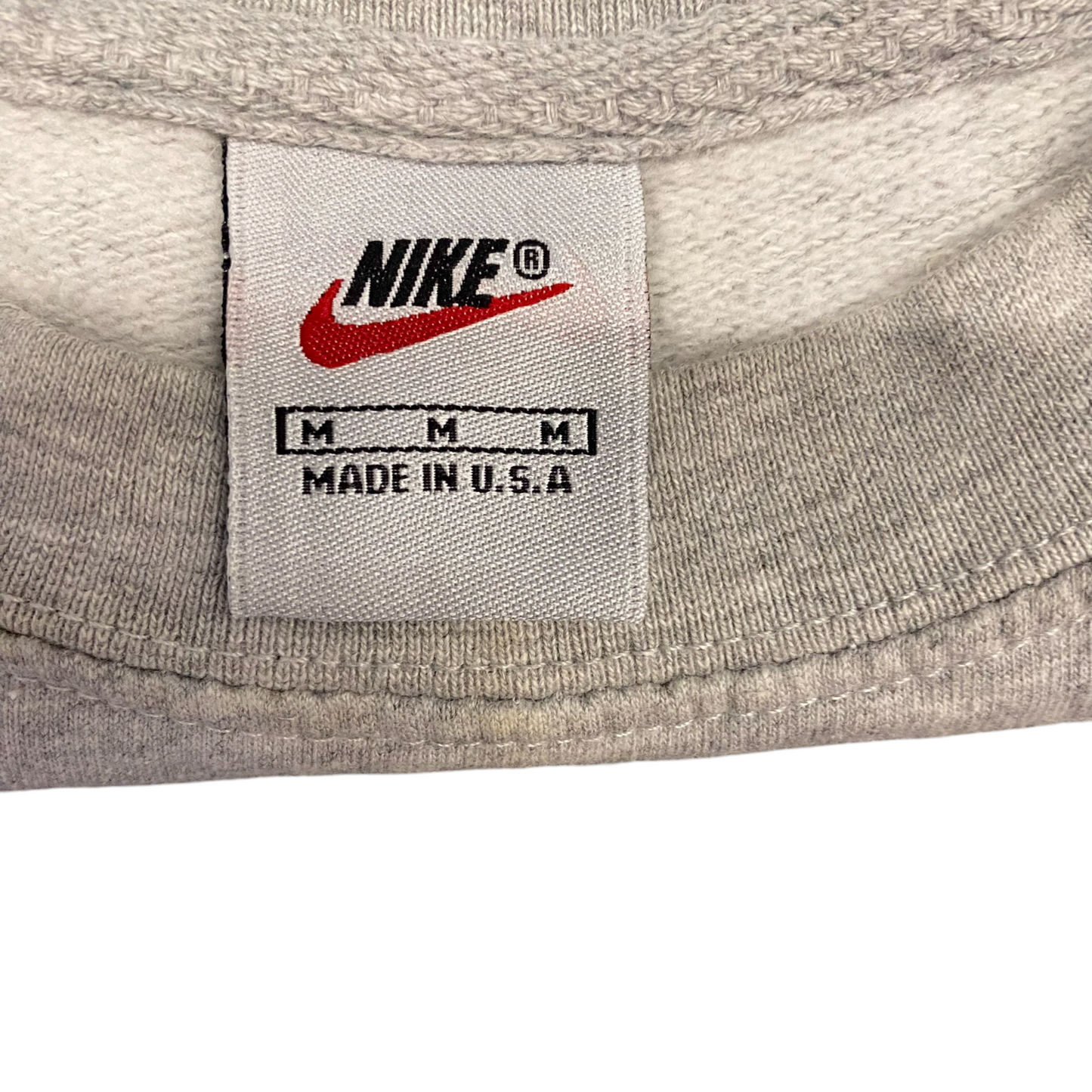 Nike Reworked Sweatshirt Mens Medium Grey Embroidered Spellout Logo Vintage Y2K