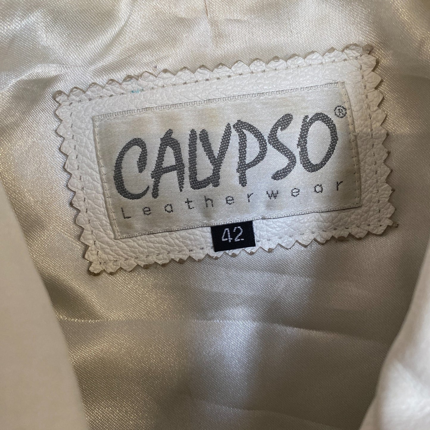 Calypso Leatherwear Blazer Jacket Womens Medium White Lined Collared Full Zip