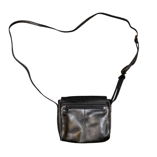 Womens Crossbody Bag Black Leather Casual Adjustable Strap Magnetic Flap Closure