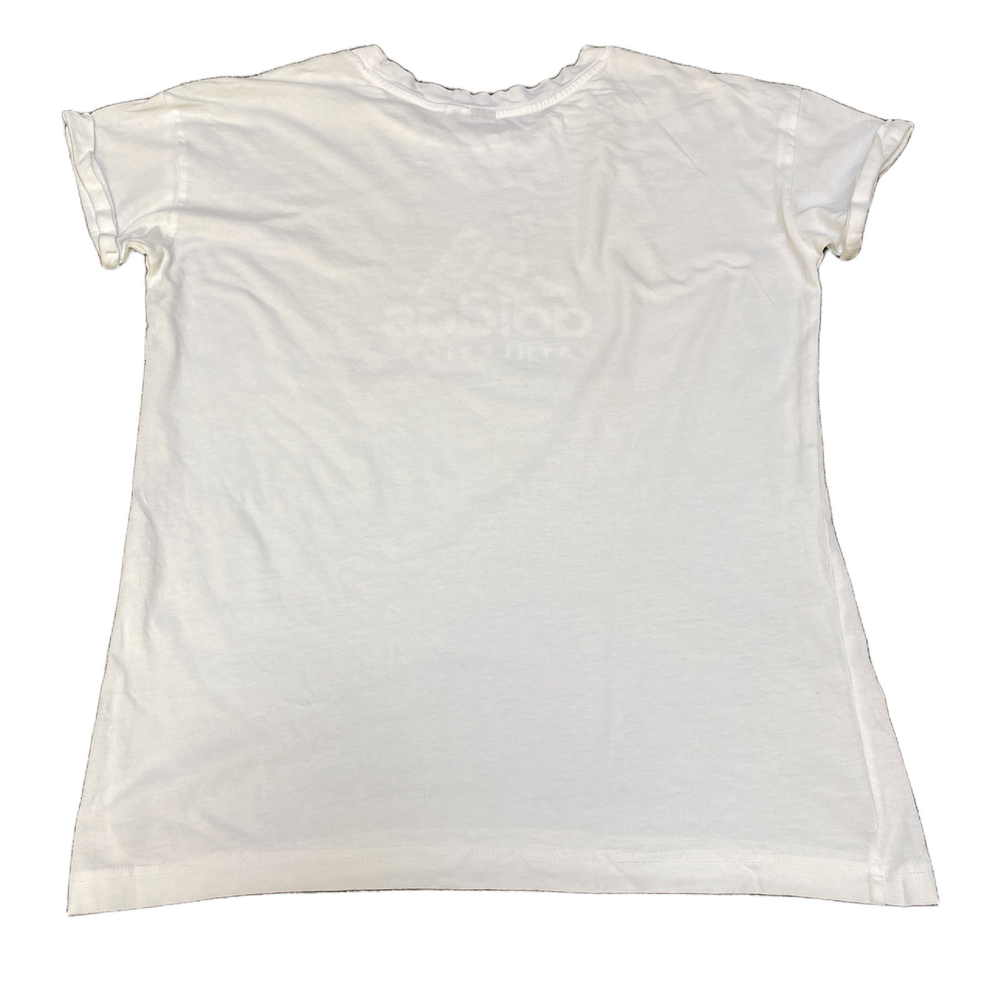 Adidas Athletics T-Shirt Womens M White Graphic Print Stretch Short Sleeve Tee