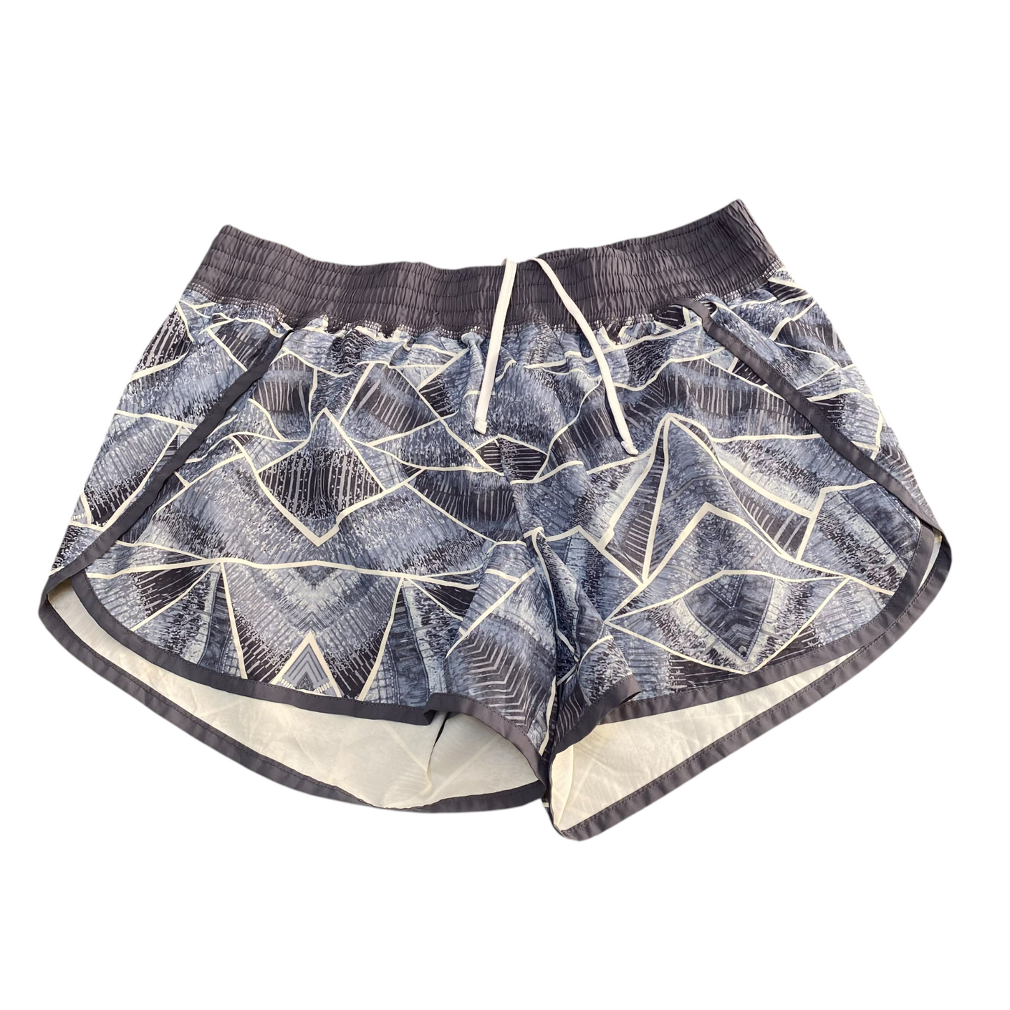 Running Sprinter Shorts Womens L Grey Built in Brief Abstract Print Dolphin Hem