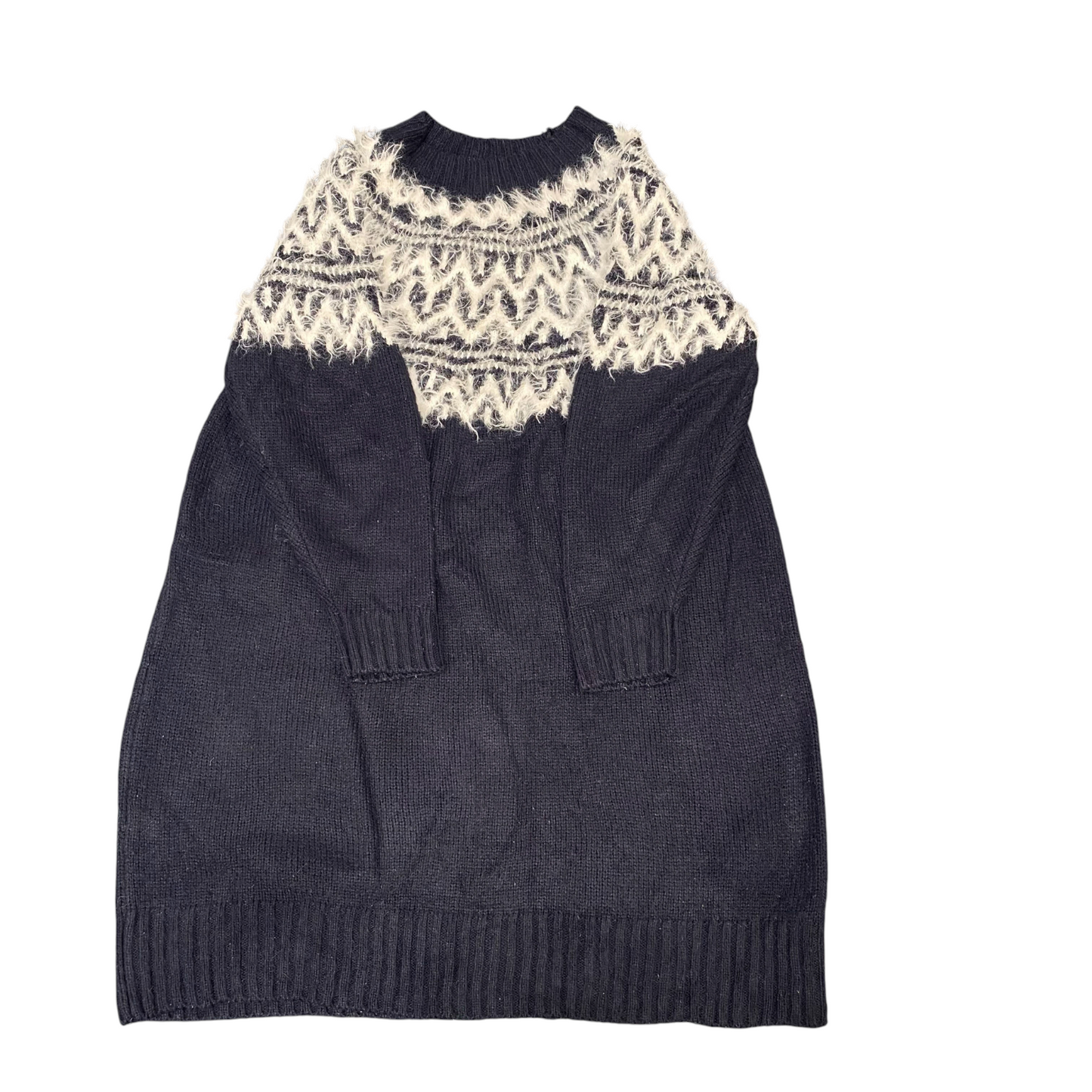 Sweater Dress Womens Small Blue White Fair Isle Nordic Knitted Winter Holiday