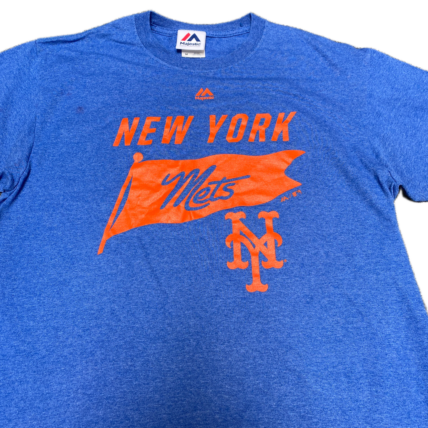 New York Mets T-Shirt Mens Small Blue Majestic Baseball Sports Pullover Tee