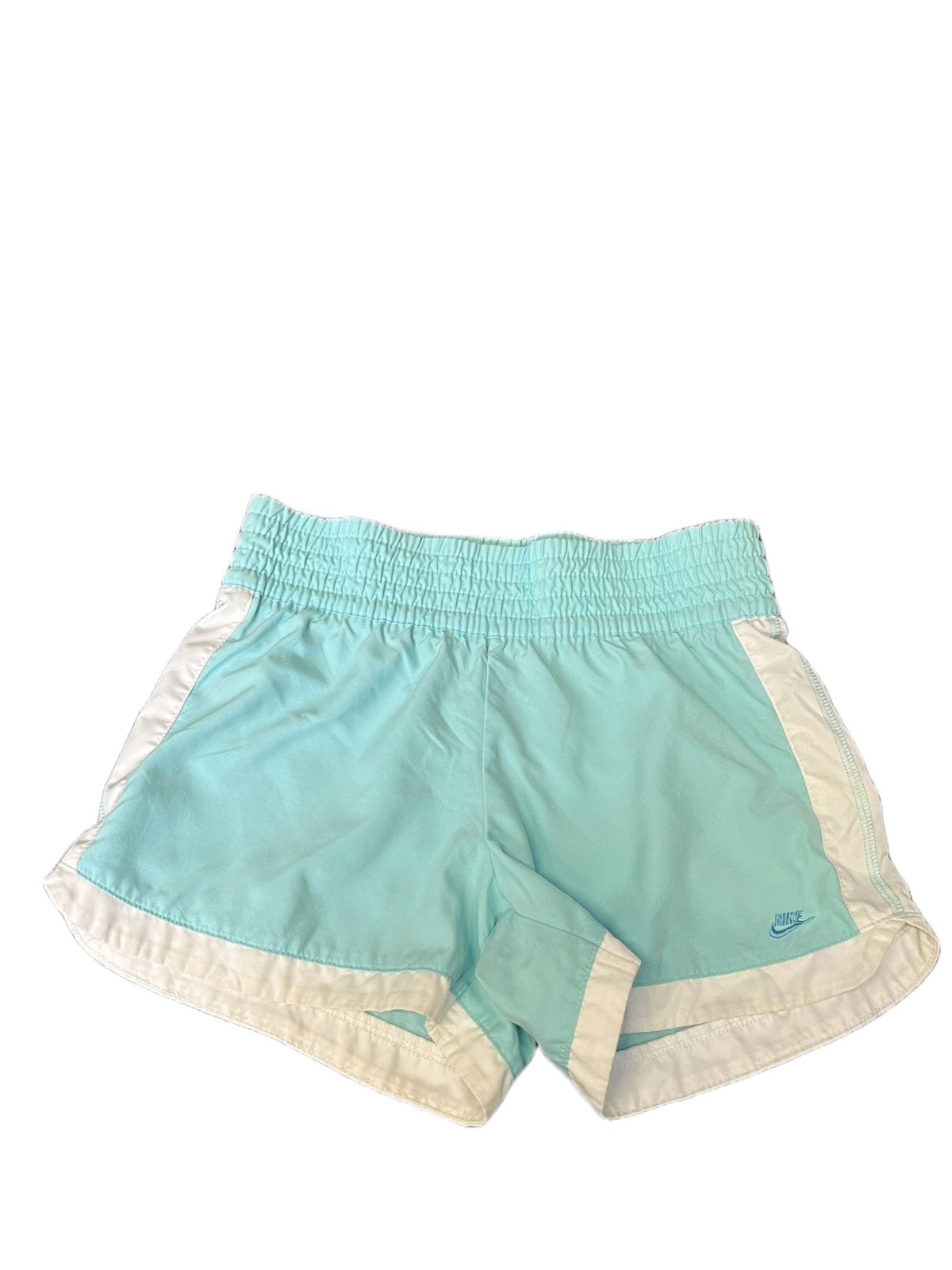 Nike Sportswear Athletic Gym Shorts Fits as Girls S 24" Waist Light Blue Pull On