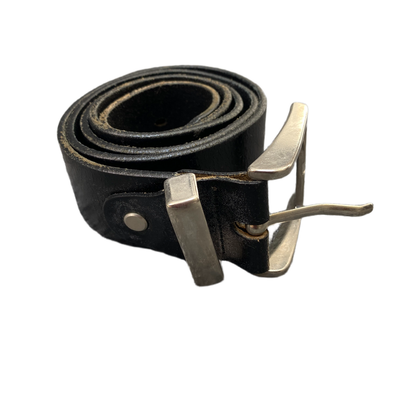 Waist Belt Mens Black Leather Adjustable Stainless Steel Pin Buckle 41 inches
