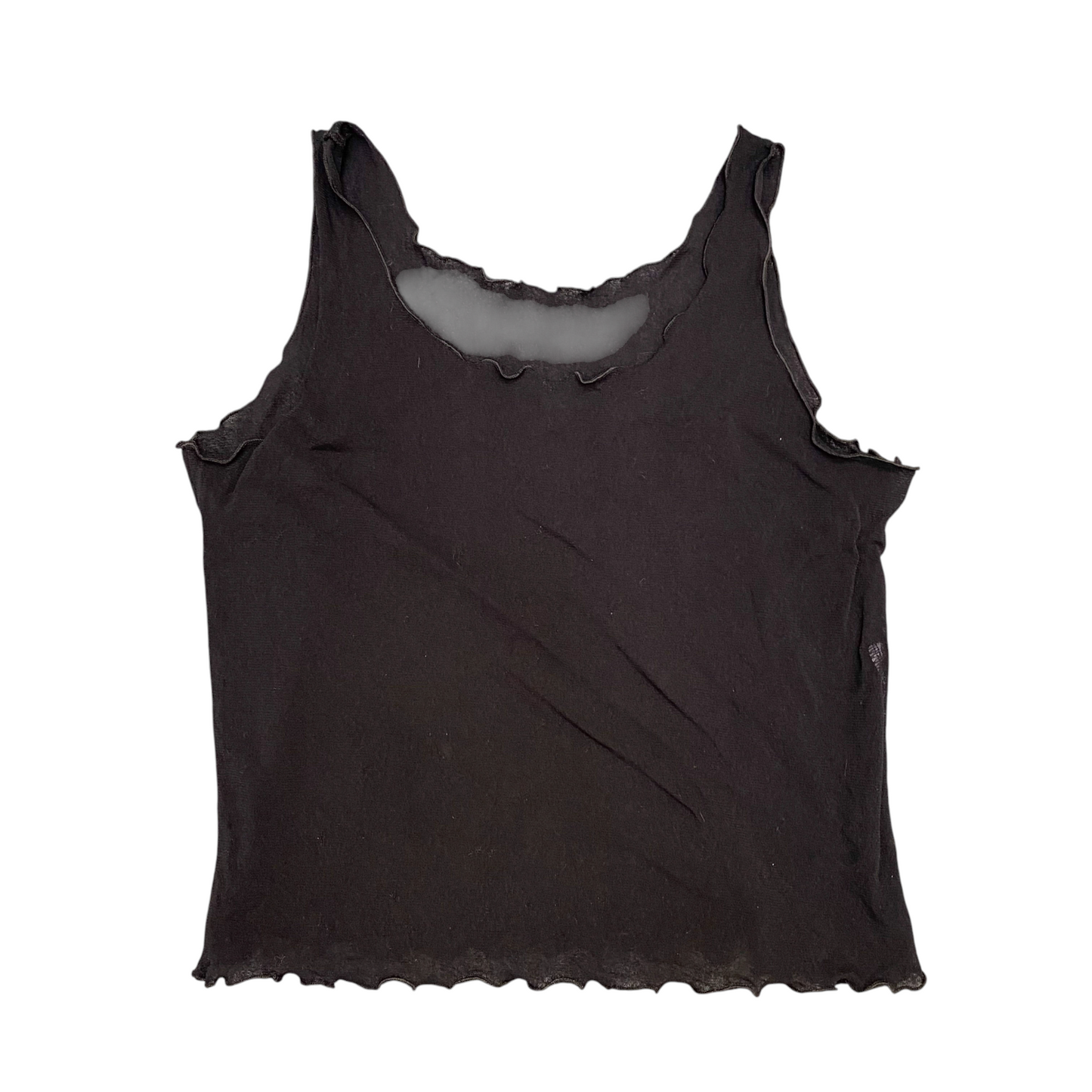 Womens Tank Top S Black Mesh Solid Sleeveless Wide Strap Pullover Outdoor