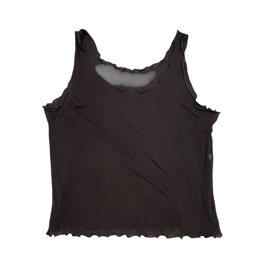Womens Tank Top S Black Mesh Solid Sleeveless Wide Strap Pullover Outdoor