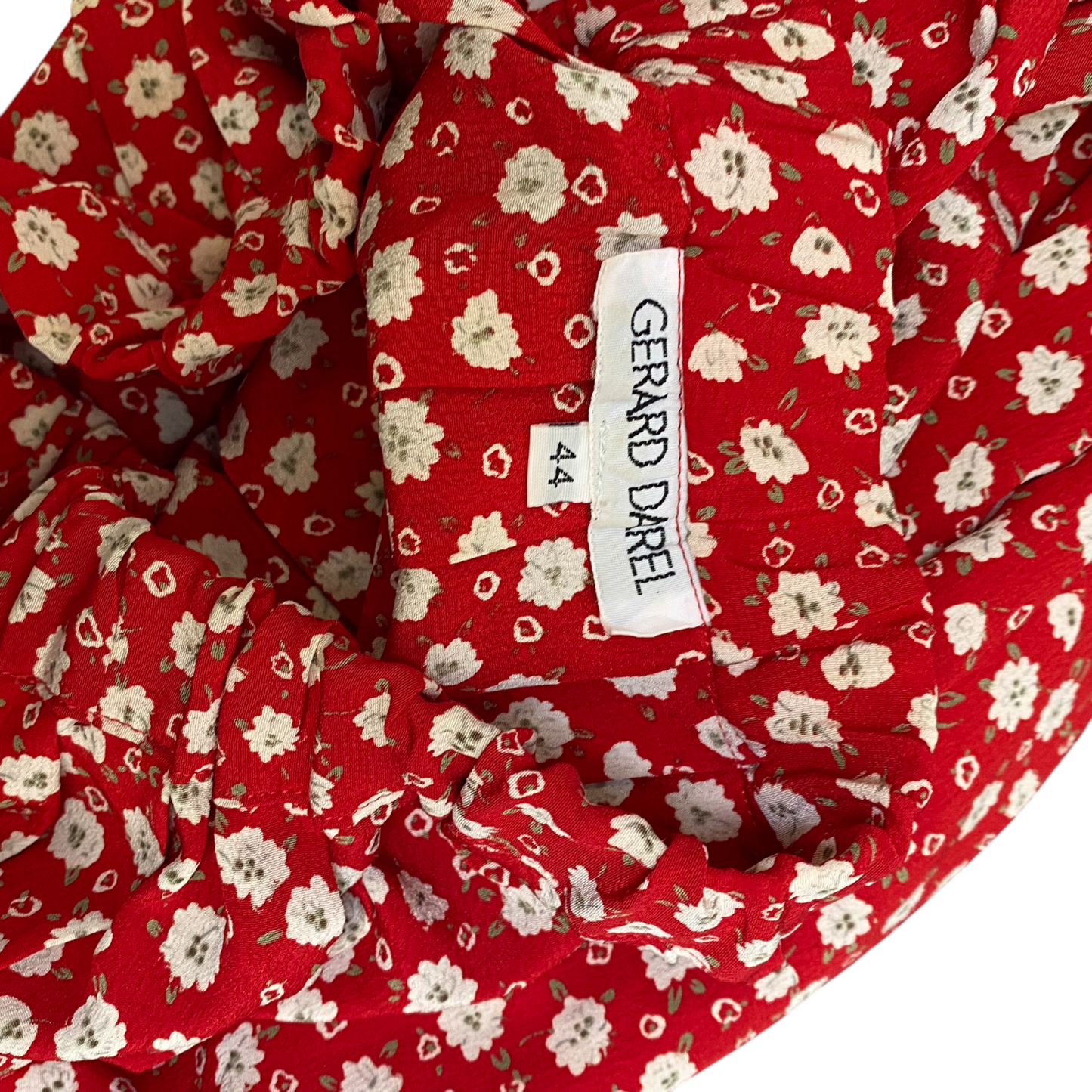 Gérard Darel A Line Skirt Women M Red Floral Print Pleated Elastic Waist Pull On