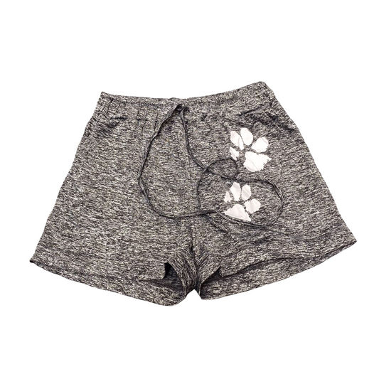 Running Sprinter Shorts Womens Medium Grey Heather Paw Print Drawstring Waist