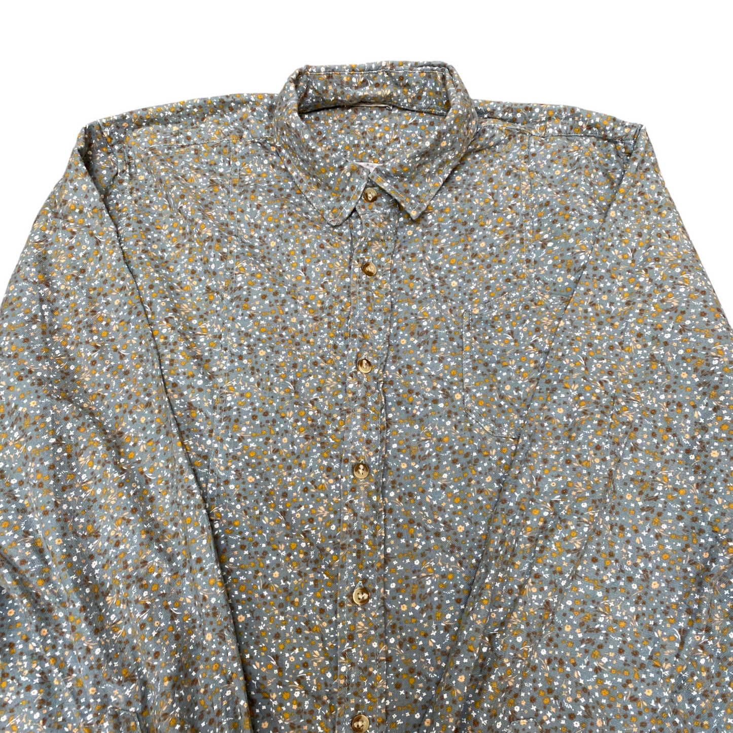 Individual Shirt Womens M Grey Floral Regular Fit Long Sleeve Collared Button Up