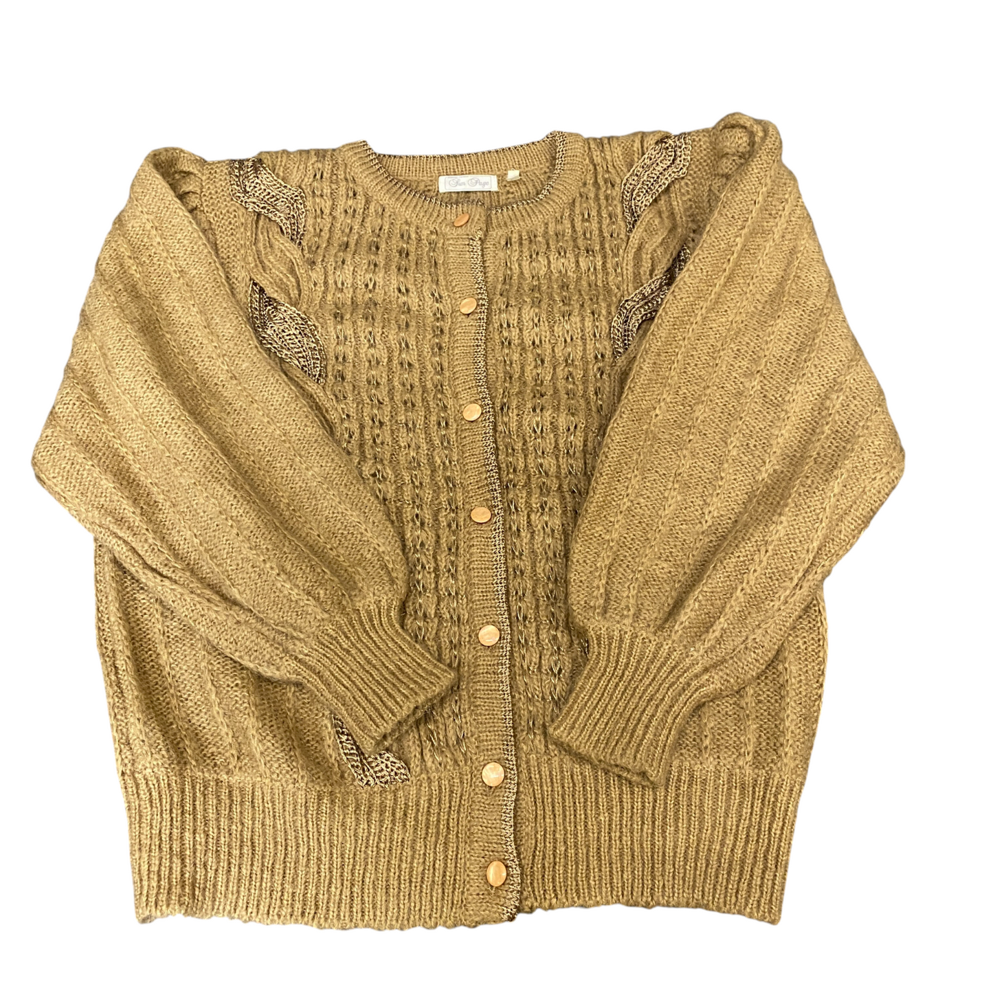 Sun Page Cardigan Jumper Womens Medium Brown Oversize Raglan Sleeve Button Front