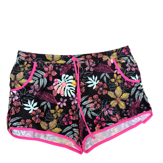 No Boundaries Sprinter Shorts Womens XXL Black Multi Floral Running Drawstring