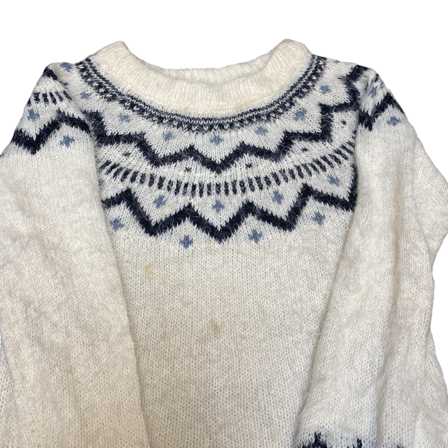 Womens Jumper Small Colorful Fair Isle Soft Fuzzy Knitted Long Sleeve Pullover