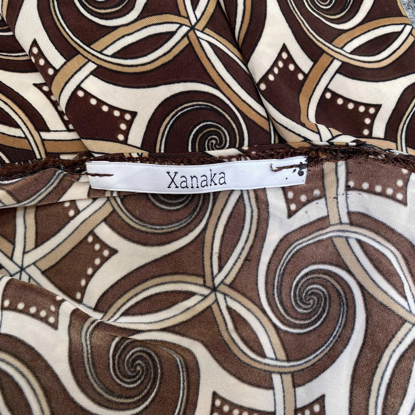 Xanaka A Line Skirt Womens XXL Brown Geometric Print Ruffle Hem Casual Outdoor