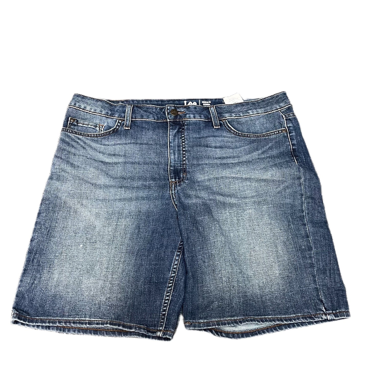 Lee Bermuda Denim Shorts Fits as Womens 2XL 39" Waist Blue Mid Rise Regular Fit