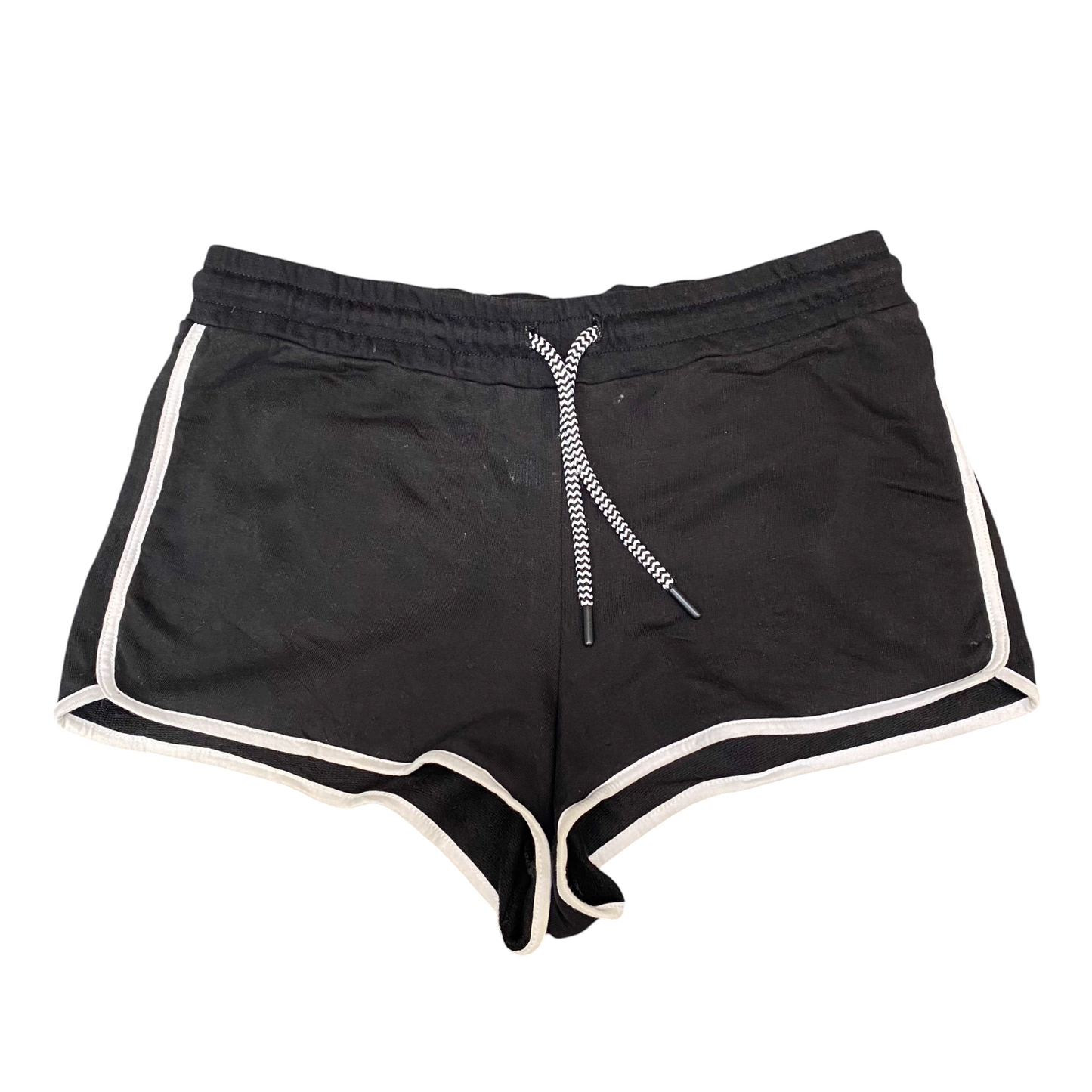 Running Sprinter Shorts Womens Large Black Drawstring Elastic Waist Dolphin Hem