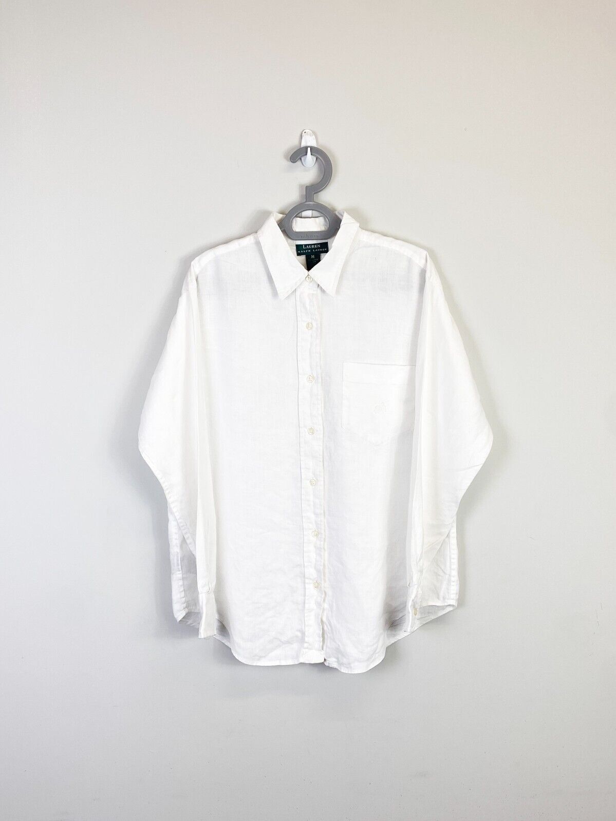 Ralph Lauren Shirt Mens Medium White Cotton Single Pocket Collar Button Down