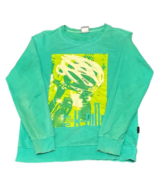 K-bird Sweatshirt Jumper Graphic Design Green Womens M