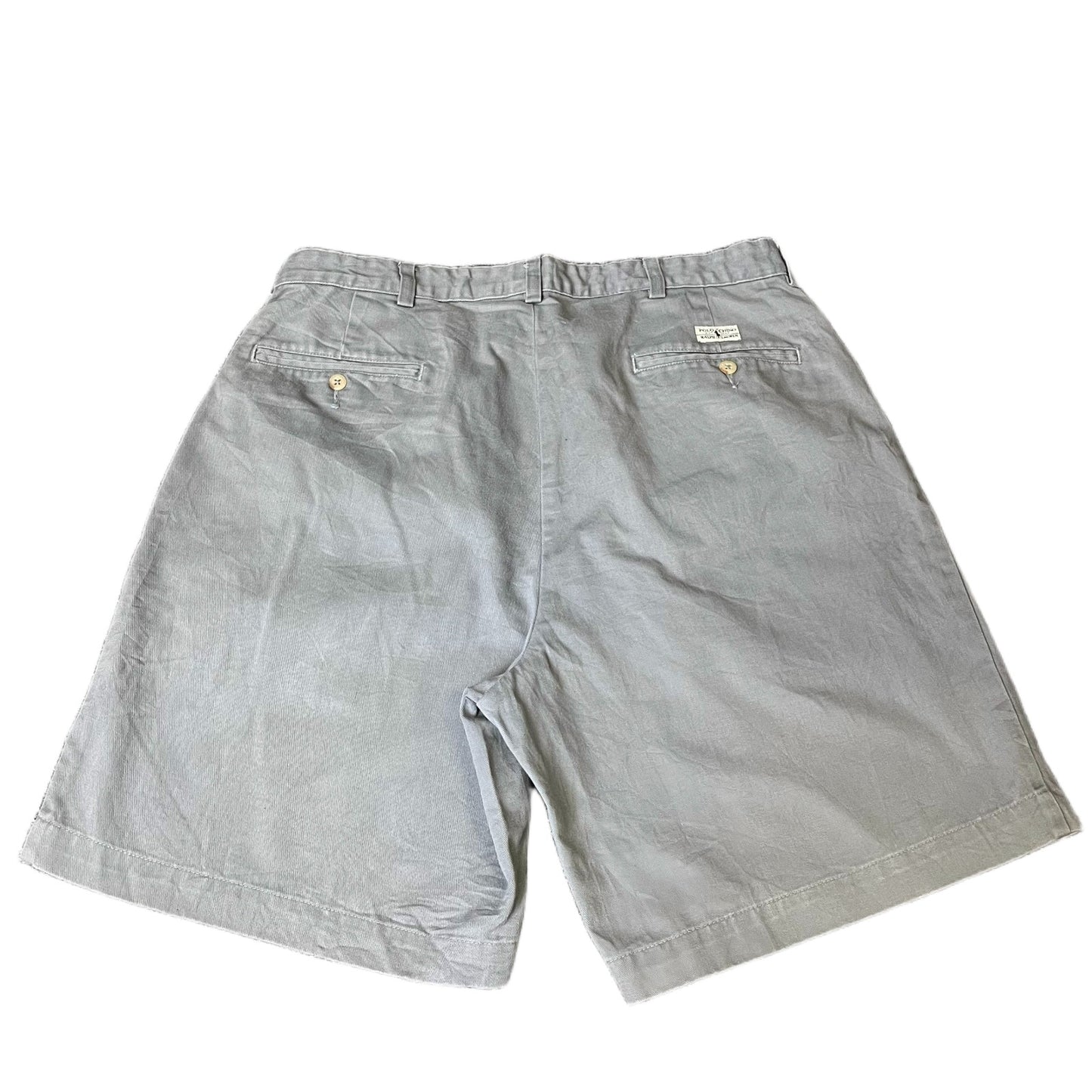 Polo Ralph Lauren Chino Shorts Fits as Mens XL 35" Waist Grey Pleated Outdoor