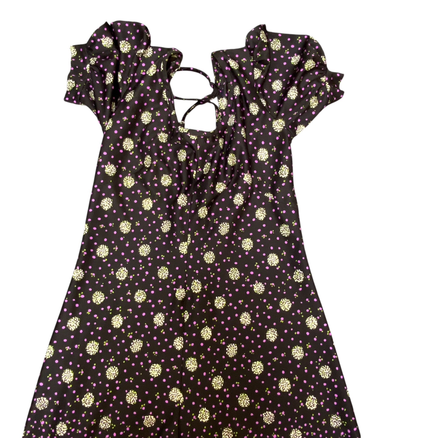 Long Maxi Dress Womens S Multi Polka Dot Short Sleeve Criss Cross Back Outdoor