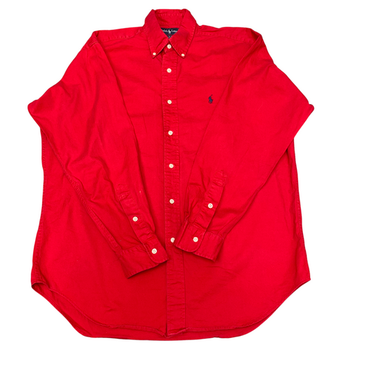 Ralph Lauren Shirt Mens M Red Blaire Long Sleeve Blue Pony Logo Button Down