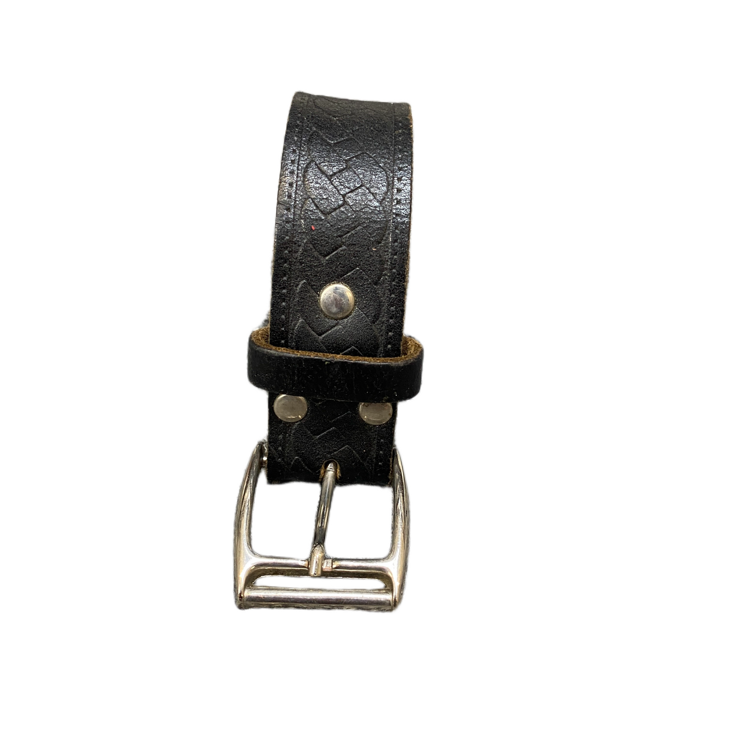 Men's Waist Belt Black Leather Adjustable Stainless Steel Buckle 43 inches