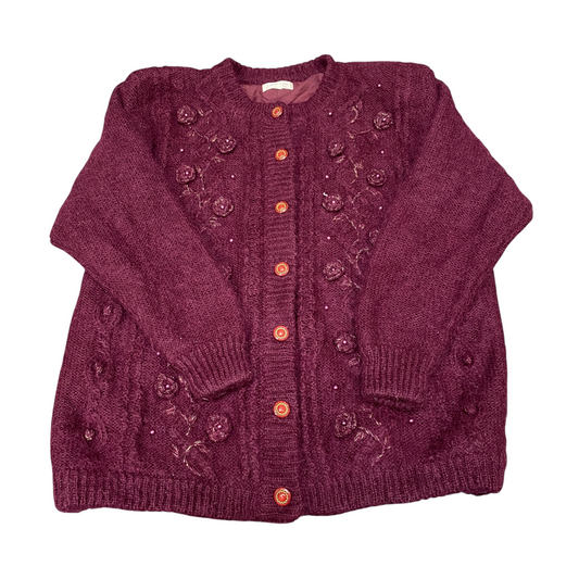 Aller a pieo Elegance Cardiga Jumper Women Large Maroon Long Sleeve Button Front