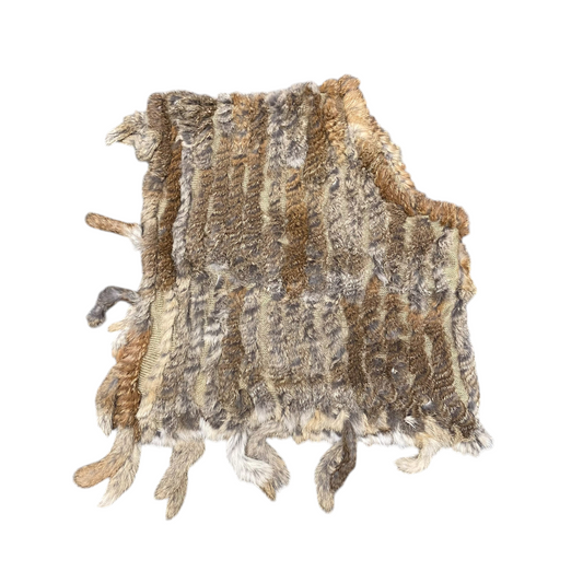 Via Maestra Faux Fur Crop Poncho Womens Medium Multi Fringed Knitted Pullover