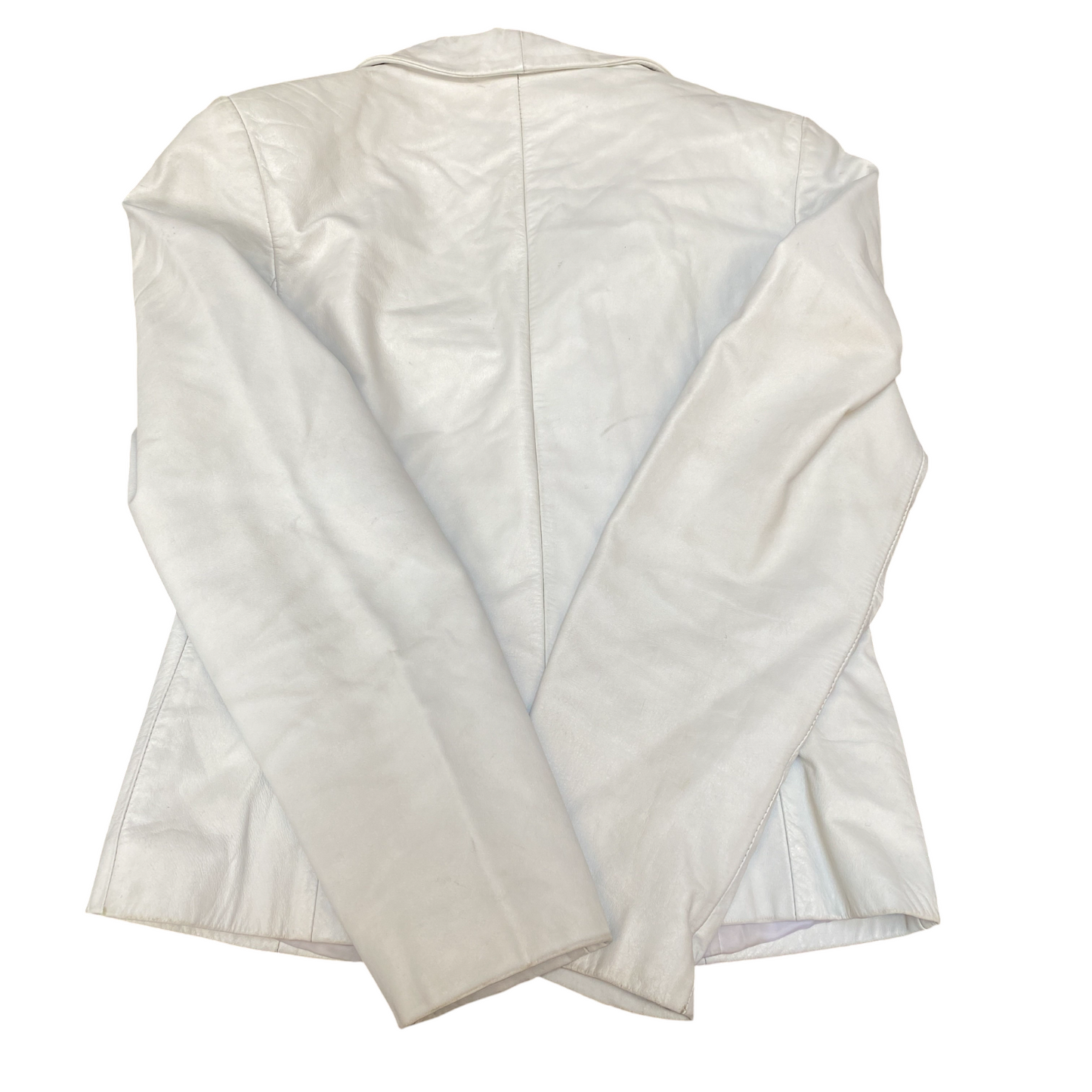 Marbet Leather Blazer Jacket Womens S White Formal Notch Lapel Single Breasted
