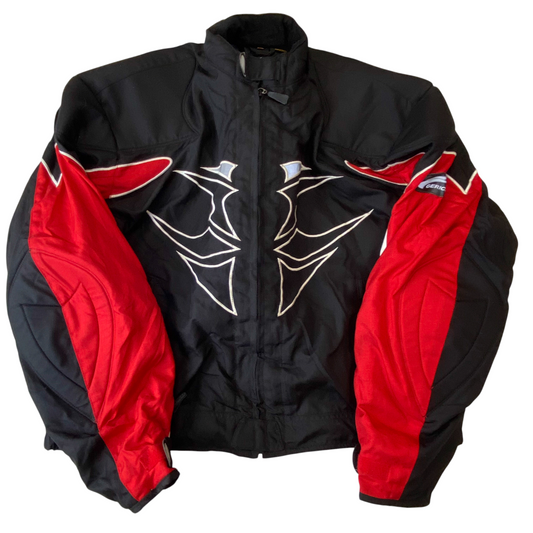 Hein Gericke Pro Sports Motorcycle Jacket Mens 2XL Black Red Racing Full Zip
