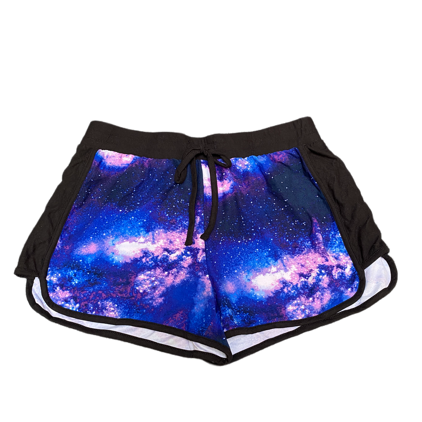 Running Sprinter Shorts Women M 28" Waist Multi Galaxy Print Athletic Drawstring