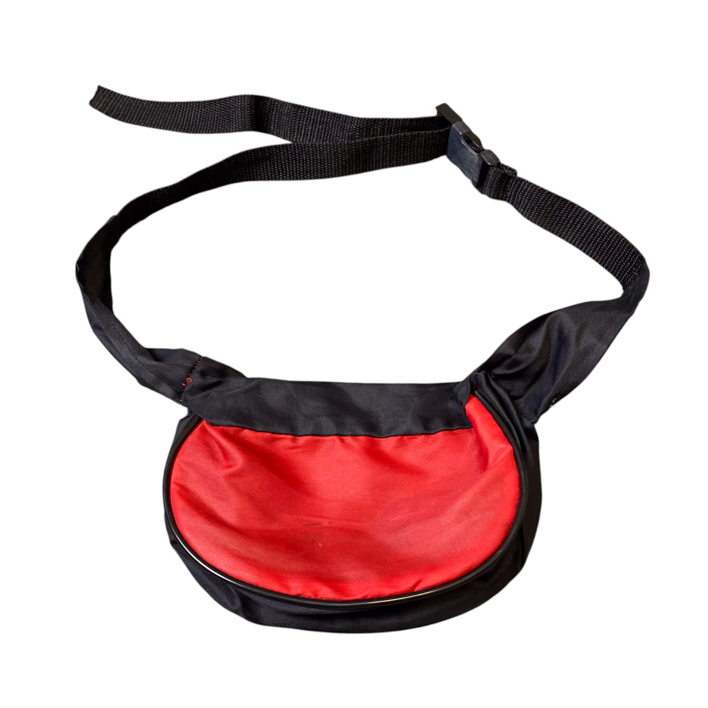 Unisex Outdoor Fanny Pack Bum Bag Red Black Zip Pocket Adjustable Canvas Strap