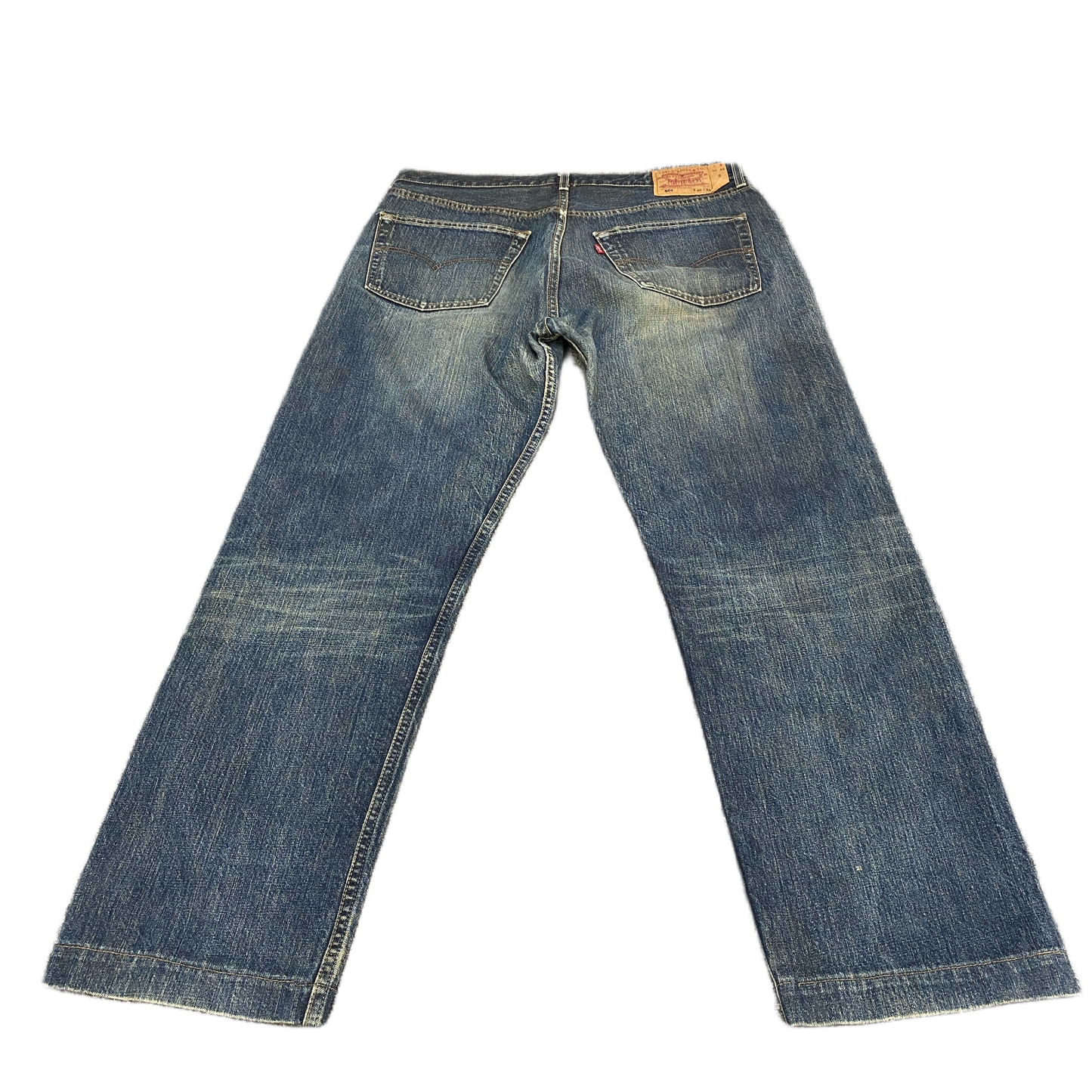 Levi's Jeans Fits as Mens 37" Waist Blue Denim 5-Pockets Flat Front Straight Leg