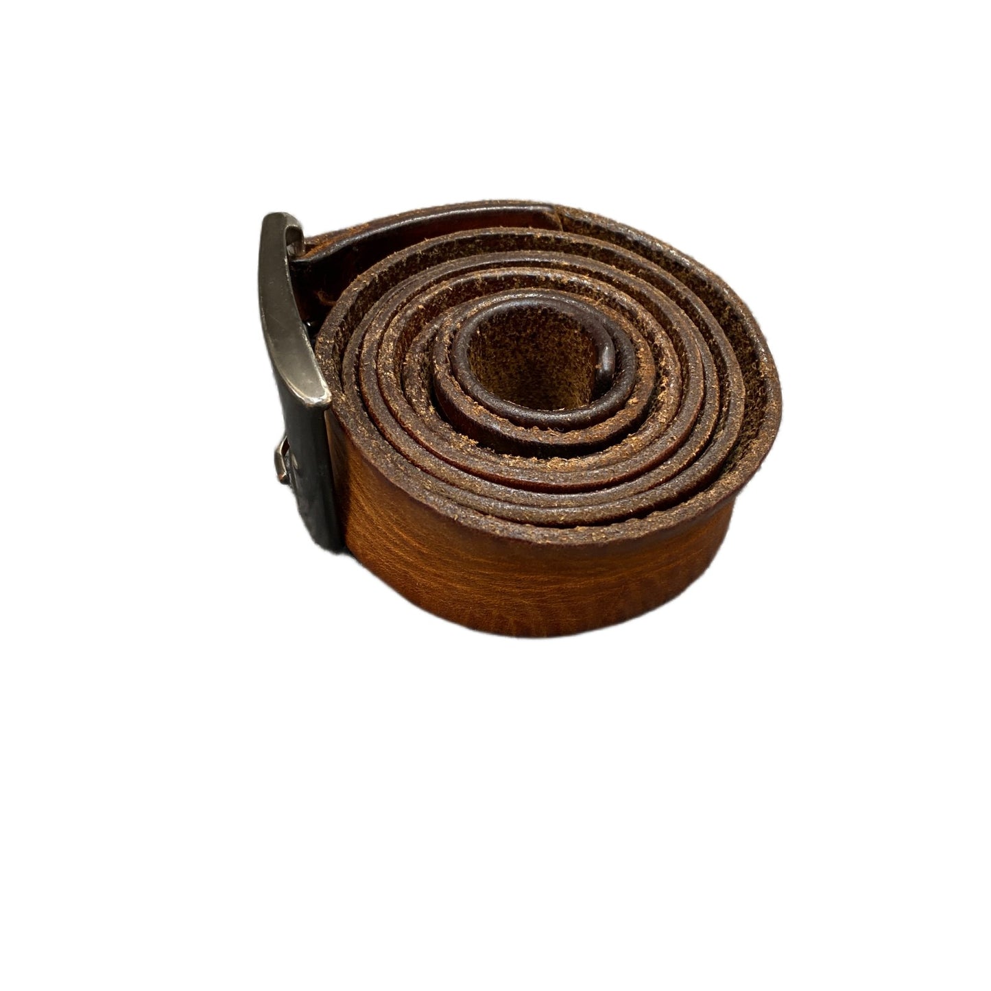 Vintage Waist Belt Mens Brown Leather Adjustable Silver Pin Buckle 50 Inches