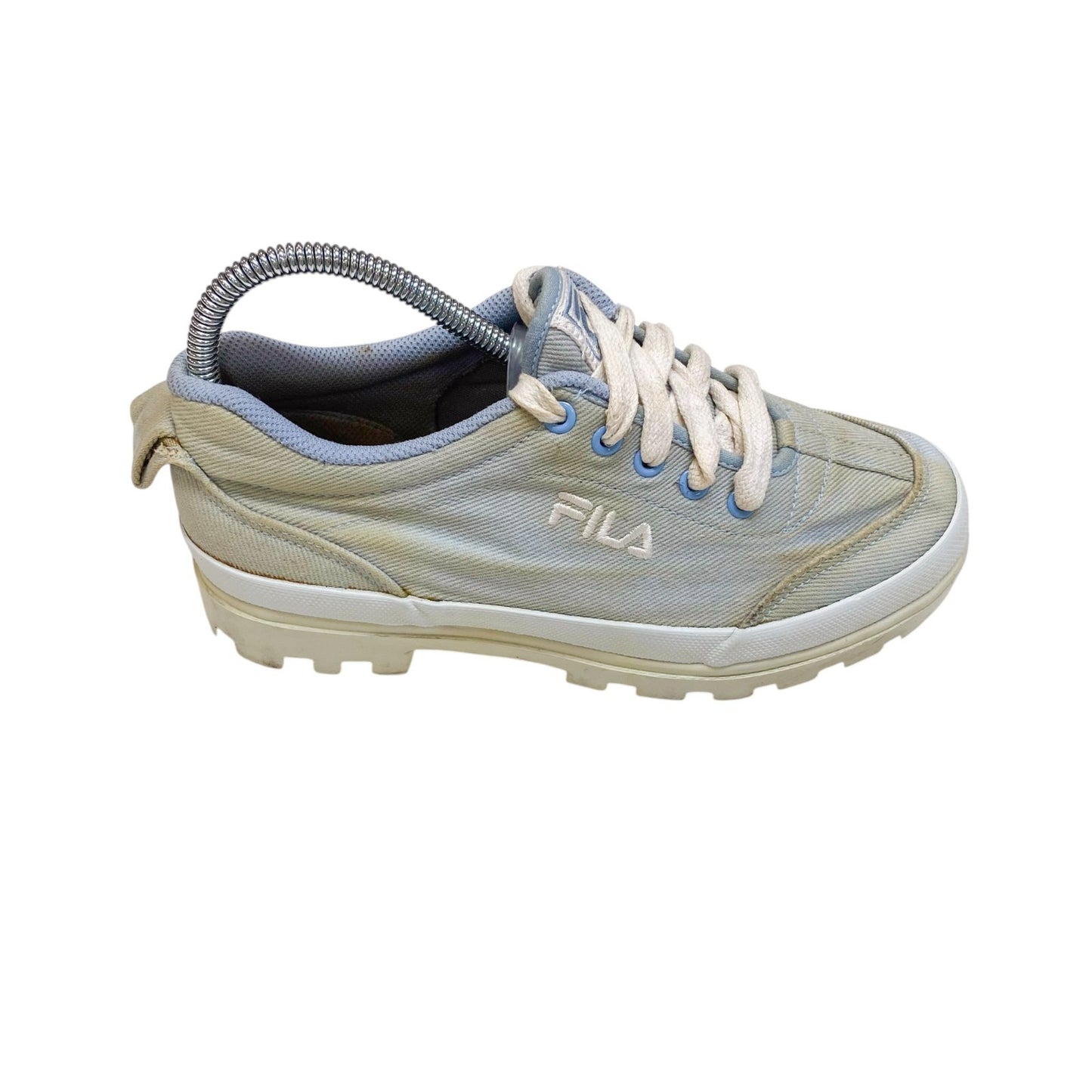 Vintage FILA Platform Sneakers Women's UK 3.5 Blue Canvas Streetwear Lace Up