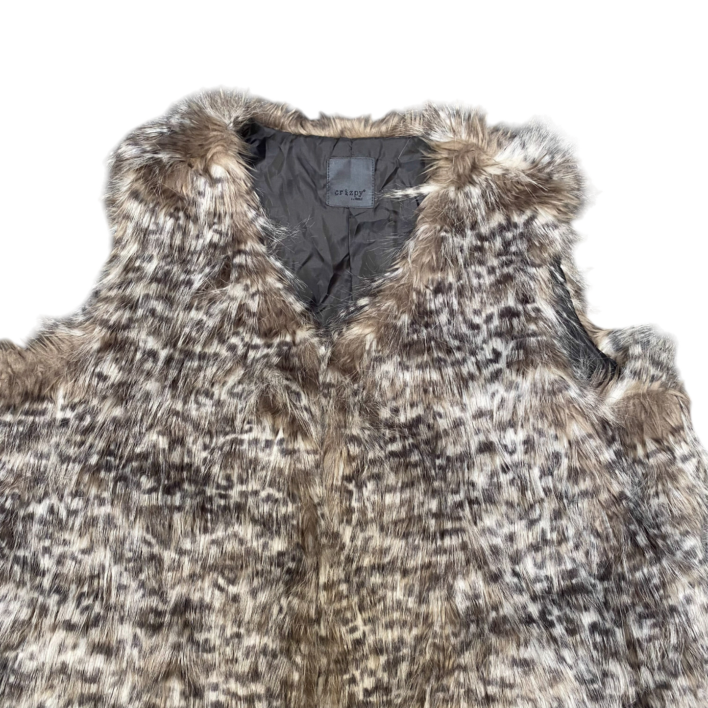 Crizpy by Zhenzi Faux Fur Vest Womens 2XL Multicolor Leopard Print Sleeveless