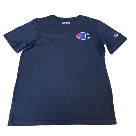 Champion T-Shirt Boys XS Navy Graphic Logo Short Sleeve Crew Neck Pullover Tee